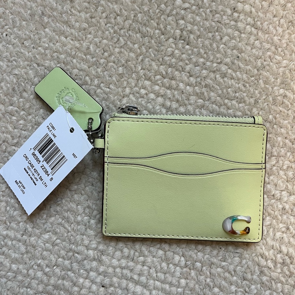 Coach Green Key Card Holder Leather Accessory